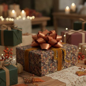 Rich Brown Golden Rustic Burnt Orange Fall Leaf ラッピングペーパー