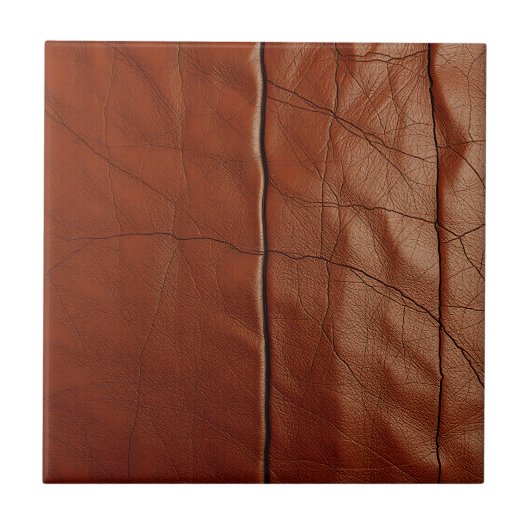 Rich Brown Leather Texture Pattern タイル (正面)