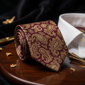 Rich Burgundy & Gold Paisley ネクタイ