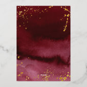 Rich Burgundy Gold Splatter Photo Holiday Greeting 箔シーズンカード (裏面)