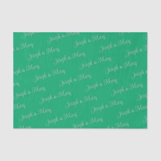 Rich Deep Jade Green & Latte Script Wedding 薄葉紙 (正面)