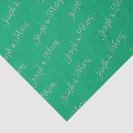 Rich Deep Jade Green & Latte Script Wedding 薄葉紙 (詳細)