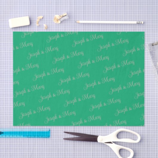 Rich Deep Jade Green & Latte Script Wedding 薄葉紙 (クラフト)