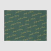 Rich Emerald Green & Elegant Gold Script Wedding 薄葉紙 (正面)