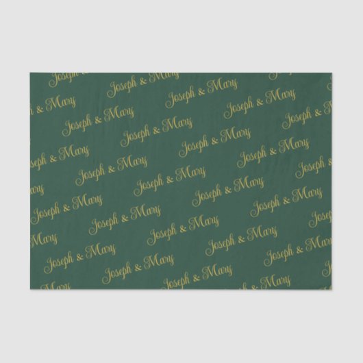 Rich Emerald Green & Elegant Gold Script Wedding 薄葉紙 (正面)