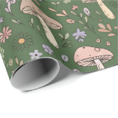 Rich Emerald Green Fungi Seamless Pattern ラッピングペーパー (ロールコーナー)