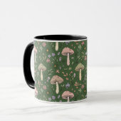 Rich Emerald Green Fungi Seamless Pattern Luxury マグカップ (正面左)
