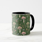 Rich Emerald Green Fungi Seamless Pattern Luxury マグカップ (正面右)