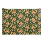 Rich Floral Pattern: Peach Flowers and Green Leave 枕カバー (裏面-右)