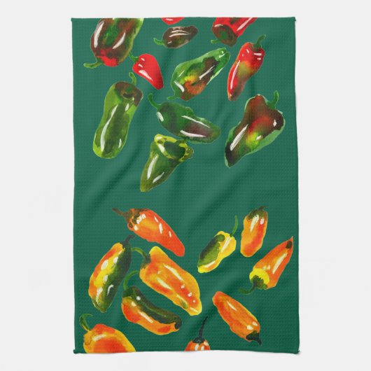 Rich Harvest of Peppers Kitchen Towels キッチンタオル (縦)