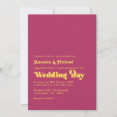 Rich Maroon and Mustard Retro Typography Wedding 招待状 (正面)