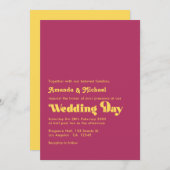 Rich Maroon and Mustard Retro Typography Wedding 招待状 (正面/裏面)