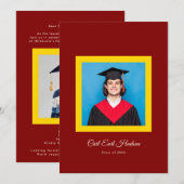 Rich Maroon Yellow High School Photo Grad 案内状 (正面/裏面)
