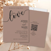 Rich Mocha Black Love Script Minimalist Wedding 招待状