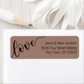 Rich Mocha Black Love Script Return Address ラベル (インサイチュ)