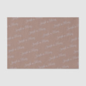 Rich Mocha Brown & Elegant Silver Script Wedding  薄葉紙 (正面)