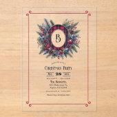 Rich Plaid Monogram Christmas Party アクリル招待状 (正面)
