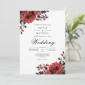 Rich Red Floral Romantic Wedding 招待状 (スタンド正面)
