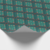 Rich Teal and Coral Jewel Tone Plaid ラッピングペーパー (角)