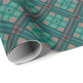 Rich Teal and Coral Jewel Tone Plaid ラッピングペーパー (ロールコーナー)