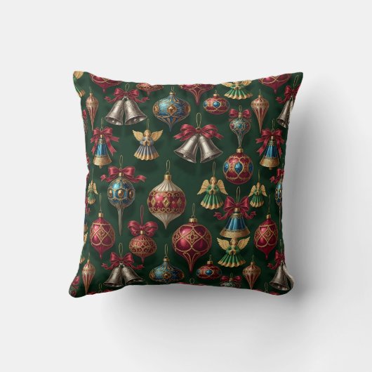 Rich Traditional Red Gold Ornament Bauble Design クッション (裏面)