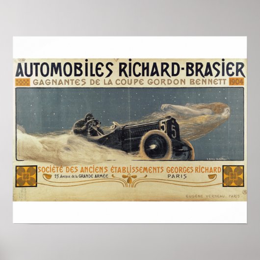 Richard-Brasierが勝利を収めた自動車のポスター ポスター (正面)