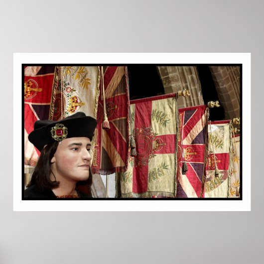 Richard III and Leicester Cathedral flags ポスター (正面)