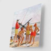 Richard SargentのBig Pole Little Fish スクエア壁時計 (傾斜)