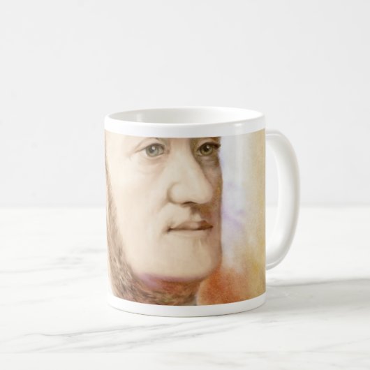 Richard Wagner im Aquarell Stil コーヒーマグカップ (正面右)