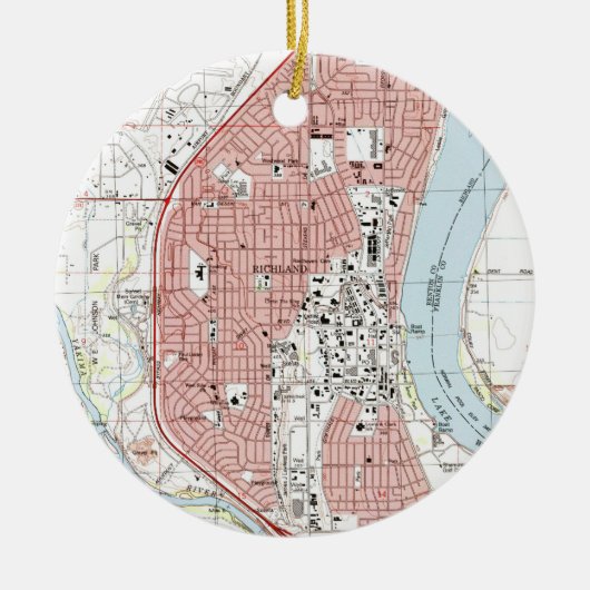 Richlandワシントン州Map (1992年) セラミックオーナメント (正面)