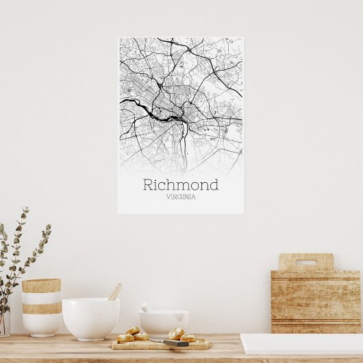 Richmond Map - Virginia - City Map Poster ポスター (キッチン)