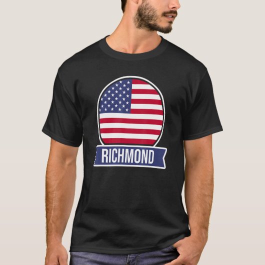 RICHMOND USAアメリカの地名アメリカ国旗のデザイン Tシャツ (正面)