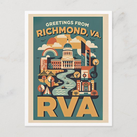 Richmond Virginia RVA Retro Travel Postcard  ポストカード (正面)
