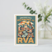 Richmond Virginia RVA Retro Travel Postcard  ポストカード (スタンド正面)