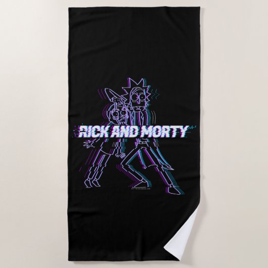 RICKおよびMORTY™ |キラキラ輝くリックとモーティ ビーチタオル (正面)