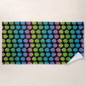 RICKおよびMORTY™ |レインボーリックヘッドパターン ビーチタオル (正面)