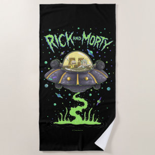 RICKおよびMORTY™   図解入りの、写真付きの宇宙フライトグラフィック ビーチタオル