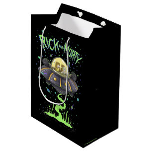 RICKおよびMORTY™   図解入りの、写真付きの宇宙フライトグラフィック ミディアムペーパーバッグ