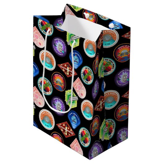 RICKおよびMORTY™ |外部空間パッチパターン ミディアムペーパーバッグ (正面アングル)