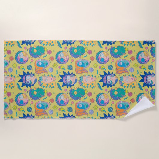 RICKおよびMORTY™ |感染したスミスファミリーパターン ビーチタオル (正面)