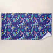 RICKおよびMORTY™ 感染した細胞間の|パターン ビーチタオル (正面)