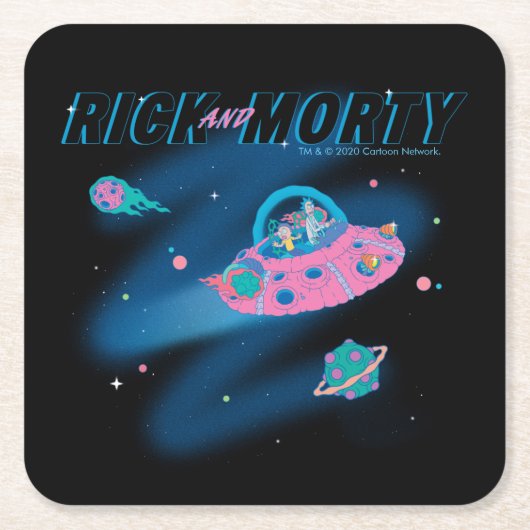 RICKおよびMORTY™ |旅行スルー宇宙 スクエアペーパーコースター (正面)