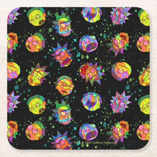 RICKおよびMORTY™ |旋回サイケデリックパターン スクエアペーパーコースター (正面)