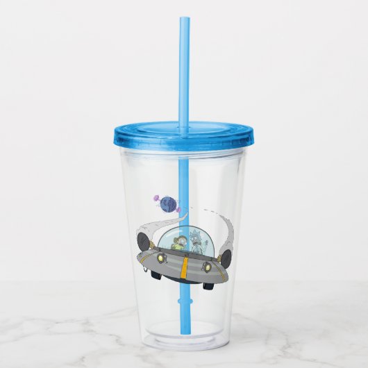 RICKとMORTY™|オフ飛んでいる宇宙船 アクリルタンブラー (正面)
