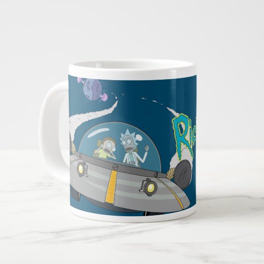 RICKとMORTY™|オフ飛んでいる宇宙船 ジャンボコーヒーマグカップ (正面左)