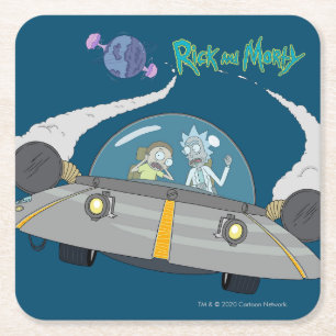 RICKとMORTY™ オフ飛んでいる宇宙船 スクエアペーパーコースター