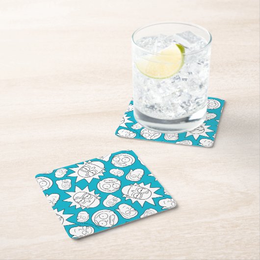 RICKとMORTY™|スミスファミリーヘッドパターン スクエアペーパーコースター (インサイチュ)