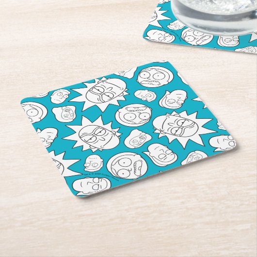 RICKとMORTY™|スミスファミリーヘッドパターン スクエアペーパーコースター (アングル)