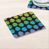 RICKとMORTY™|レインボーリックヘッドパターン スクエアペーパーコースター (アングル)