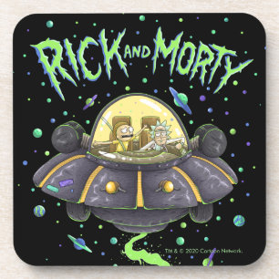 RICKとMORTY™  図解入りの、写真付きの宇宙フライトグラフィック コースター